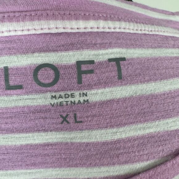 LOFT Lavender and White Striped Short Sleeve Tee - Picture 2 of 6
